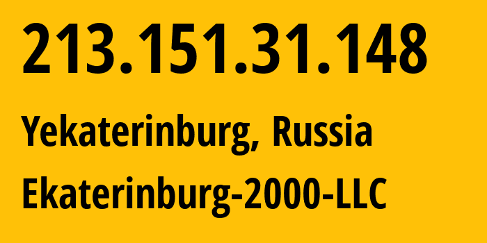 IP-адрес 213.151.31.148 (Екатеринбург, Свердловская Область, Россия) определить местоположение, координаты на карте, ISP провайдер AS31499 Ekaterinburg-2000-LLC // кто провайдер айпи-адреса 213.151.31.148