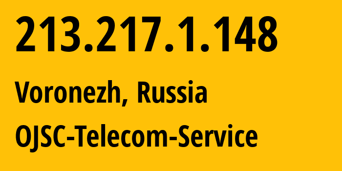 IP-адрес 213.217.1.148 (Воронеж, Воронежская Область, Россия) определить местоположение, координаты на карте, ISP провайдер AS60840 OJSC-Telecom-Service // кто провайдер айпи-адреса 213.217.1.148