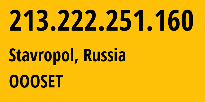 IP address 213.222.251.160 (Stavropol, Stavropol Kray, Russia) get location, coordinates on map, ISP provider AS48176 OOOSET // who is provider of ip address 213.222.251.160, whose IP address