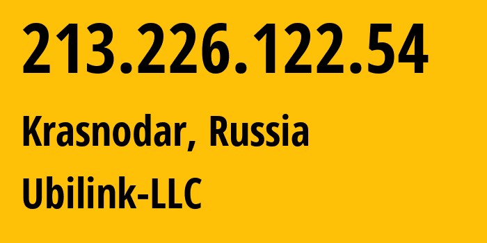 IP address 213.226.122.54 (Krasnodar, Krasnodar Krai, Russia) get location, coordinates on map, ISP provider AS44149 Ubilink-LLC // who is provider of ip address 213.226.122.54, whose IP address