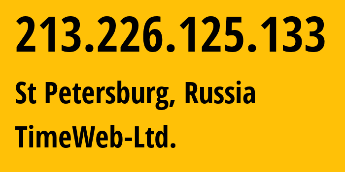 IP address 213.226.125.133 (St Petersburg, St.-Petersburg, Russia) get location, coordinates on map, ISP provider AS9123 TimeWeb-Ltd. // who is provider of ip address 213.226.125.133, whose IP address