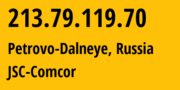 IP address 213.79.119.70 (Petrovo-Dalneye, Moscow Oblast, Russia) get location, coordinates on map, ISP provider AS8732 JSC-Comcor // who is provider of ip address 213.79.119.70, whose IP address