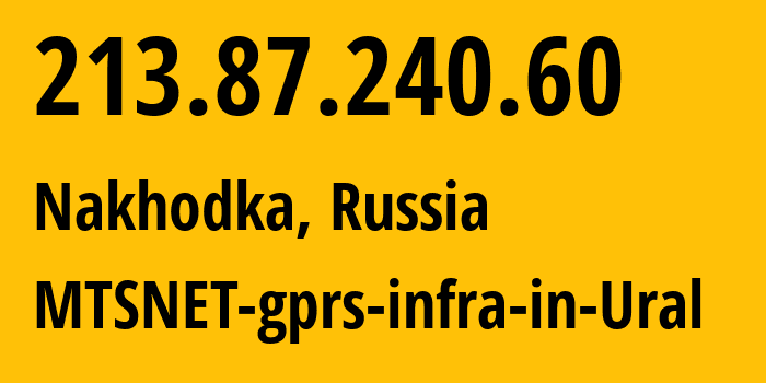 IP address 213.87.240.60 (Kazan, Tatarstan Republic, Russia) get location, coordinates on map, ISP provider AS8359 MTSNET-gprs-infra-in-Ural // who is provider of ip address 213.87.240.60, whose IP address