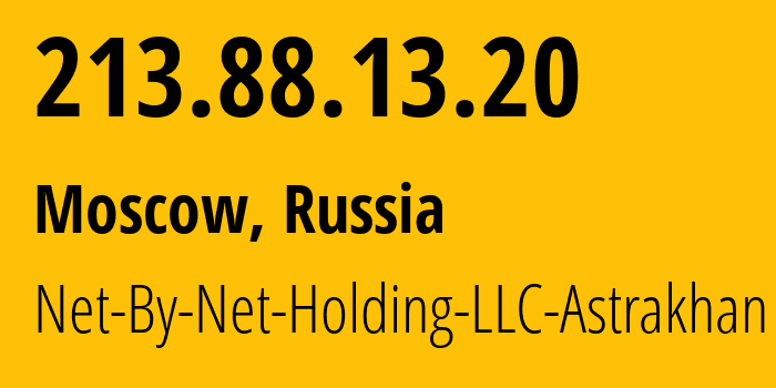 IP-адрес 213.88.13.20 (Москва, Москва, Россия) определить местоположение, координаты на карте, ISP провайдер AS12714 Net-By-Net-Holding-LLC-Astrakhan // кто провайдер айпи-адреса 213.88.13.20