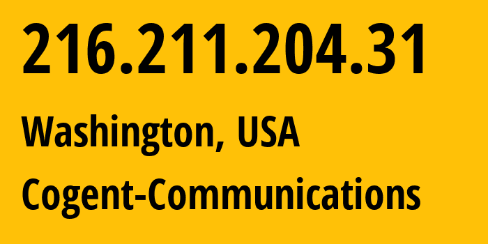 IP address 216.211.204.31 (Washington, District of Columbia, USA) get location, coordinates on map, ISP provider AS174 Cogent-Communications // who is provider of ip address 216.211.204.31, whose IP address