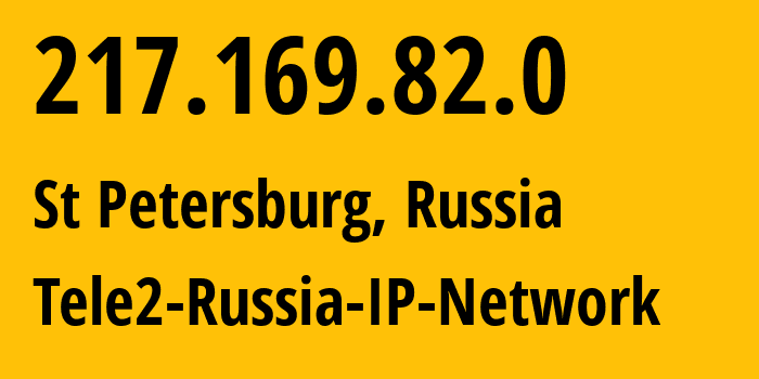 IP address 217.169.82.0 (St Petersburg, St.-Petersburg, Russia) get location, coordinates on map, ISP provider AS15378 Tele2-Russia-IP-Network // who is provider of ip address 217.169.82.0, whose IP address