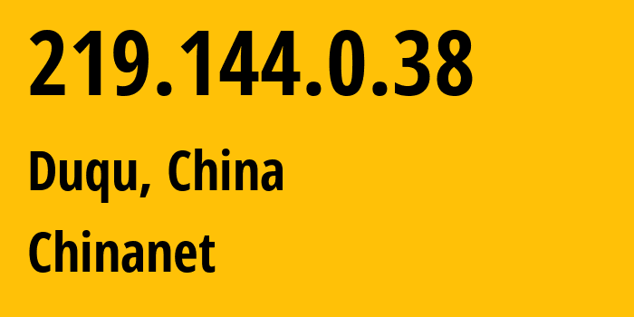 IP address 219.144.0.38 (Xian, Shaanxi, China) get location, coordinates on map, ISP provider AS4134 Chinanet // who is provider of ip address 219.144.0.38, whose IP address