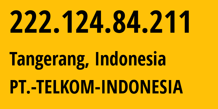 IP address 222.124.84.211 (Tangerang, Banten, Indonesia) get location, coordinates on map, ISP provider AS7713 PT.-TELKOM-INDONESIA // who is provider of ip address 222.124.84.211, whose IP address