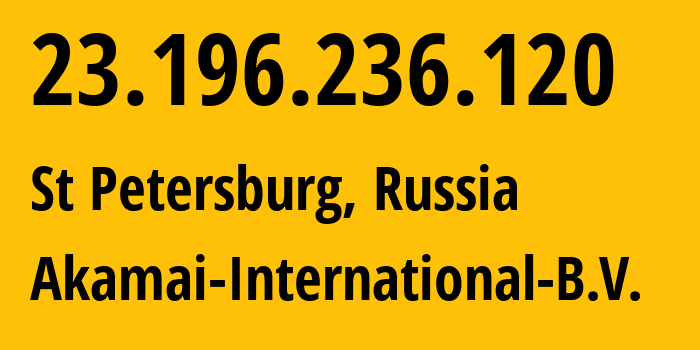 IP address 23.196.236.120 (St Petersburg, St.-Petersburg, Russia) get location, coordinates on map, ISP provider AS20940 Akamai-International-B.V. // who is provider of ip address 23.196.236.120, whose IP address