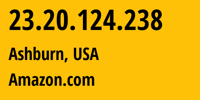 IP address 23.20.124.238 (Ashburn, Virginia, USA) get location, coordinates on map, ISP provider AS14618 Amazon.com // who is provider of ip address 23.20.124.238, whose IP address