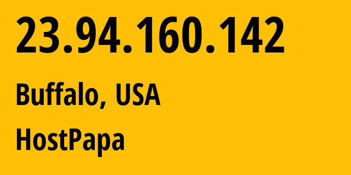 IP address 23.94.160.142 (Buffalo, New York, USA) get location, coordinates on map, ISP provider AS36352 HostPapa // who is provider of ip address 23.94.160.142, whose IP address