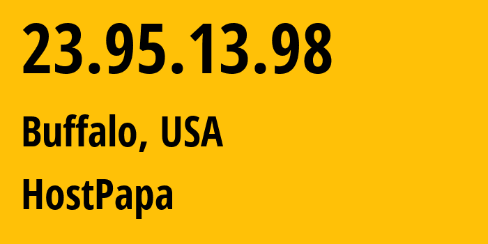 IP address 23.95.13.98 (Buffalo, New York, USA) get location, coordinates on map, ISP provider AS36352 HostPapa // who is provider of ip address 23.95.13.98, whose IP address