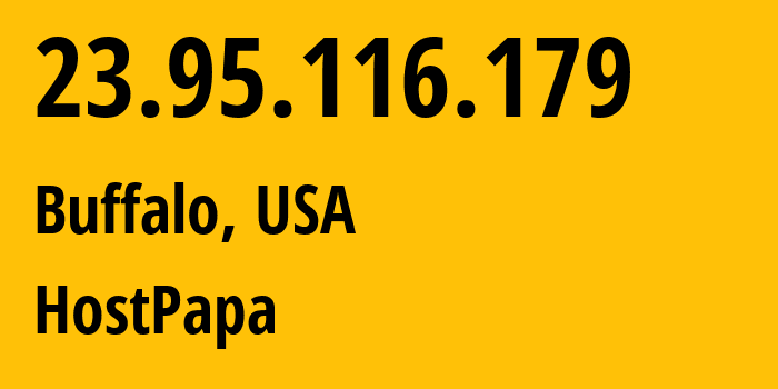 IP address 23.95.116.179 (Buffalo, New York, USA) get location, coordinates on map, ISP provider AS36352 HostPapa // who is provider of ip address 23.95.116.179, whose IP address
