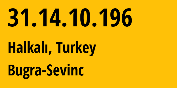 IP-адрес 31.14.10.196 (Halkalı, Элязыг, Турция) определить местоположение, координаты на карте, ISP провайдер AS214304 Bugra-Sevinc // кто провайдер айпи-адреса 31.14.10.196