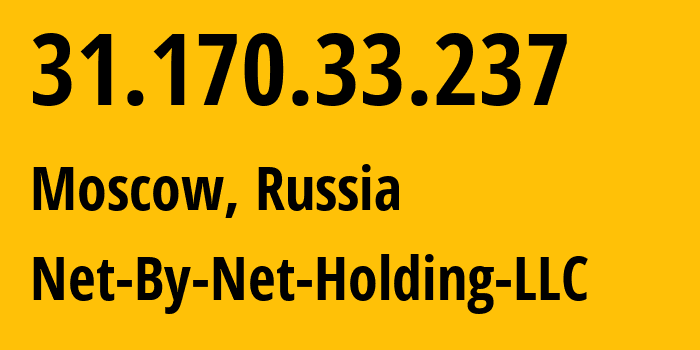 IP-адрес 31.170.33.237 (Москва, Москва, Россия) определить местоположение, координаты на карте, ISP провайдер AS12714 Net-By-Net-Holding-LLC // кто провайдер айпи-адреса 31.170.33.237