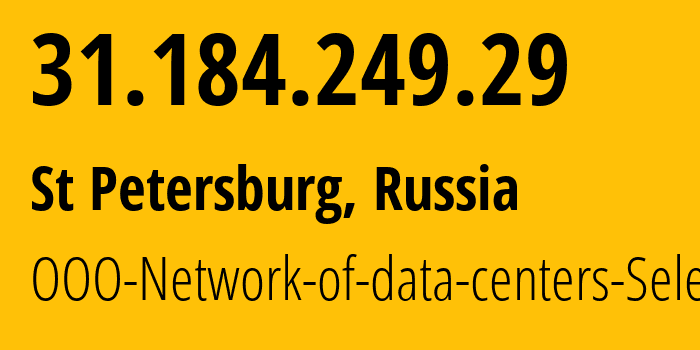 IP address 31.184.249.29 (St Petersburg, St.-Petersburg, Russia) get location, coordinates on map, ISP provider AS49505 OOO-Network-of-data-centers-Selectel // who is provider of ip address 31.184.249.29, whose IP address