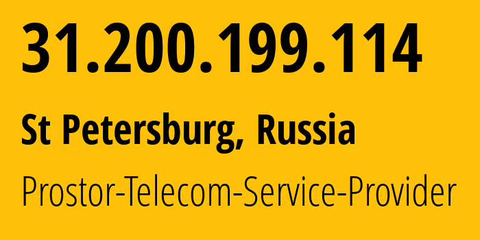 IP address 31.200.199.114 (St Petersburg, St.-Petersburg, Russia) get location, coordinates on map, ISP provider AS12418 Prostor-Telecom-Service-Provider // who is provider of ip address 31.200.199.114, whose IP address