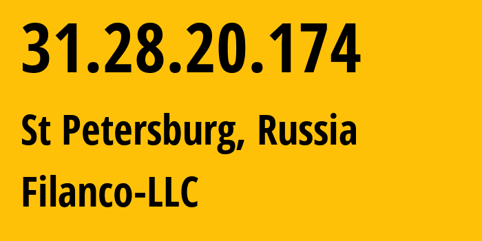 IP address 31.28.20.174 (St Petersburg, St.-Petersburg, Russia) get location, coordinates on map, ISP provider AS29076 Filanco-LLC // who is provider of ip address 31.28.20.174, whose IP address