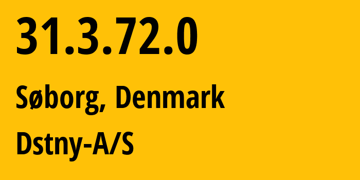 IP address 31.3.72.0 (Søborg, Capital Region, Denmark) get location, coordinates on map, ISP provider AS48564 Dstny-A/S // who is provider of ip address 31.3.72.0, whose IP address