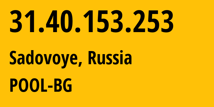 IP address 31.40.153.253 (Sadovoye, Adygeya Republic, Russia) get location, coordinates on map, ISP provider AS201776 POOL-BG // who is provider of ip address 31.40.153.253, whose IP address