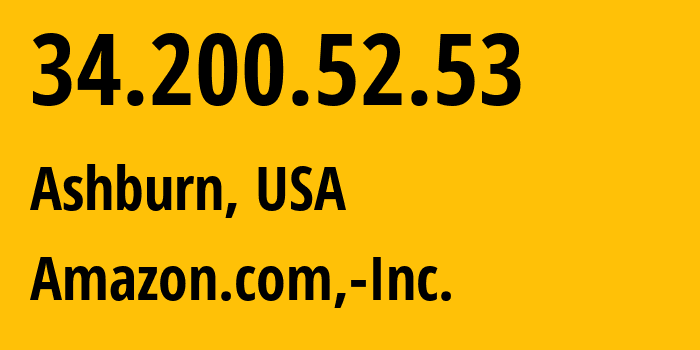 IP-адрес 34.200.52.53 (Ашберн, Виргиния, США) определить местоположение, координаты на карте, ISP провайдер AS14618 Amazon.com,-Inc. // кто провайдер айпи-адреса 34.200.52.53