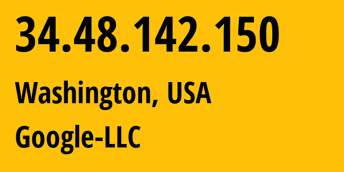 IP-адрес 34.48.142.150 (Вашингтон, Округ Колумбия, США) определить местоположение, координаты на карте, ISP провайдер AS396982 Google-LLC // кто провайдер айпи-адреса 34.48.142.150