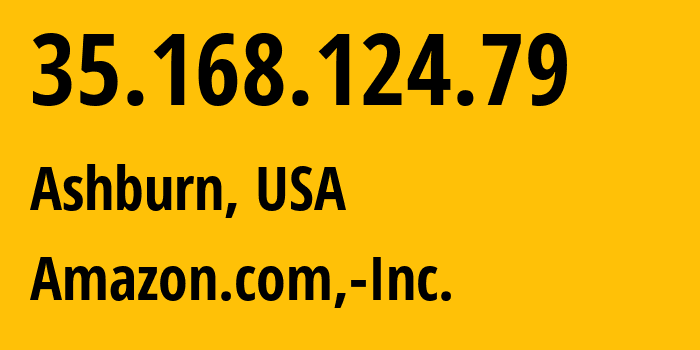 IP-адрес 35.168.124.79 (Ашберн, Виргиния, США) определить местоположение, координаты на карте, ISP провайдер AS14618 Amazon.com,-Inc. // кто провайдер айпи-адреса 35.168.124.79