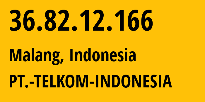IP address 36.82.12.166 (Malang, East Java, Indonesia) get location, coordinates on map, ISP provider AS7713 PT.-TELKOM-INDONESIA // who is provider of ip address 36.82.12.166, whose IP address