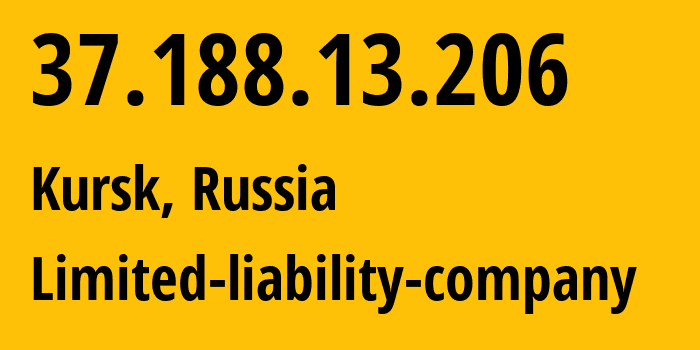 IP address 37.188.13.206 (Kursk, Kursk Oblast, Russia) get location, coordinates on map, ISP provider AS42277 Limited-liability-company // who is provider of ip address 37.188.13.206, whose IP address