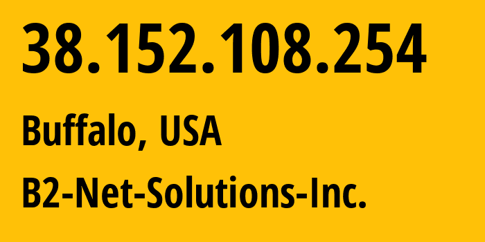 IP address 38.152.108.254 (Buffalo, New York, USA) get location, coordinates on map, ISP provider AS55286 B2-Net-Solutions-Inc. // who is provider of ip address 38.152.108.254, whose IP address