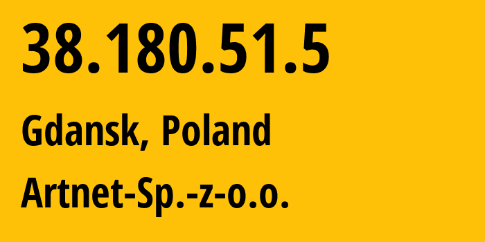 IP address 38.180.51.5 (Gdansk, Pomerania, Poland) get location, coordinates on map, ISP provider AS200088 Artnet-Sp.-z-o.o. // who is provider of ip address 38.180.51.5, whose IP address