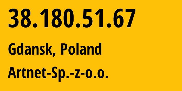 IP address 38.180.51.67 (Gdansk, Pomerania, Poland) get location, coordinates on map, ISP provider AS200088 Artnet-Sp.-z-o.o. // who is provider of ip address 38.180.51.67, whose IP address