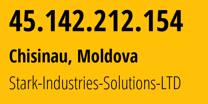 IP address 45.142.212.154 (Chisinau, Chișinău Municipality, Moldova) get location, coordinates on map, ISP provider AS44477 Stark-Industries-Solutions-LTD // who is provider of ip address 45.142.212.154, whose IP address