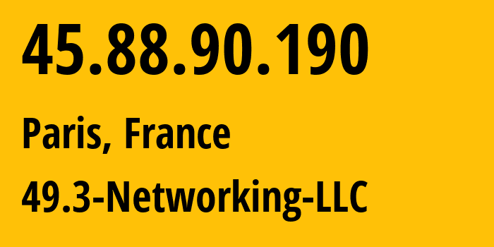 IP address 45.88.90.190 (Paris, Île-de-France, France) get location, coordinates on map, ISP provider AS399979 Calycom-Limited // who is provider of ip address 45.88.90.190, whose IP address