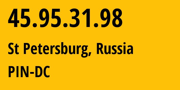 IP address 45.95.31.98 (St Petersburg, St.-Petersburg, Russia) get location, coordinates on map, ISP provider AS34665 PIN-DC // who is provider of ip address 45.95.31.98, whose IP address