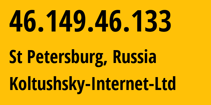IP-адрес 46.149.46.133 (Старая, Ленинградская область, Россия) определить местоположение, координаты на карте, ISP провайдер AS51973 Koltushsky-Internet-Ltd // кто провайдер айпи-адреса 46.149.46.133