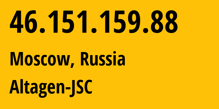 IP address 46.151.159.88 (Moscow, Moscow, Russia) get location, coordinates on map, ISP provider AS50473 Altagen-JSC // who is provider of ip address 46.151.159.88, whose IP address