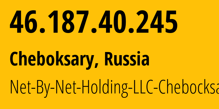 IP address 46.187.40.245 (Cheboksary, Chuvash Republic, Russia) get location, coordinates on map, ISP provider AS12714 Net-By-Net-Holding-LLC-Chebocksary // who is provider of ip address 46.187.40.245, whose IP address