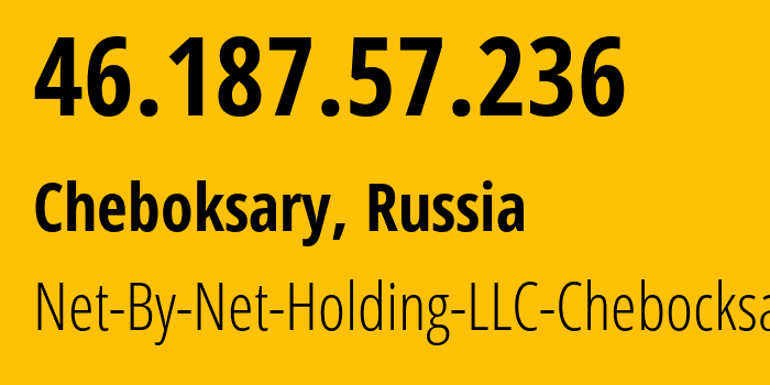 IP address 46.187.57.236 (Cheboksary, Chuvash Republic, Russia) get location, coordinates on map, ISP provider AS12714 Net-By-Net-Holding-LLC-Chebocksary // who is provider of ip address 46.187.57.236, whose IP address