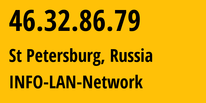 IP-адрес 46.32.86.79 (Санкт-Петербург, Санкт-Петербург, Россия) определить местоположение, координаты на карте, ISP провайдер AS48416 INFO-LAN-Network // кто провайдер айпи-адреса 46.32.86.79
