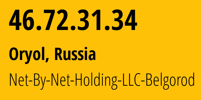 IP address 46.72.31.34 (Belgorod, Belgorod Oblast, Russia) get location, coordinates on map, ISP provider AS12714 Net-By-Net-Holding-LLC-Belgorod // who is provider of ip address 46.72.31.34, whose IP address