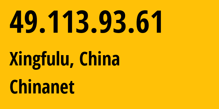 IP address 49.113.93.61 (Xingfulu, Xinjiang, China) get location, coordinates on map, ISP provider AS4134 Chinanet // who is provider of ip address 49.113.93.61, whose IP address