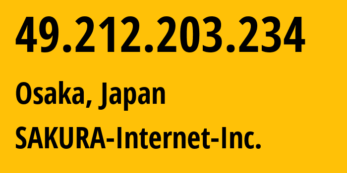 IP-адрес 49.212.203.234 (Hiyoshi, Канагава, Япония) определить местоположение, координаты на карте, ISP провайдер AS9371 SAKURA-Internet-Inc. // кто провайдер айпи-адреса 49.212.203.234