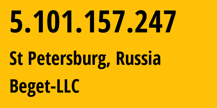 IP-адрес 5.101.157.247 (Санкт-Петербург, Санкт-Петербург, Россия) определить местоположение, координаты на карте, ISP провайдер AS198610 Beget-LLC // кто провайдер айпи-адреса 5.101.157.247