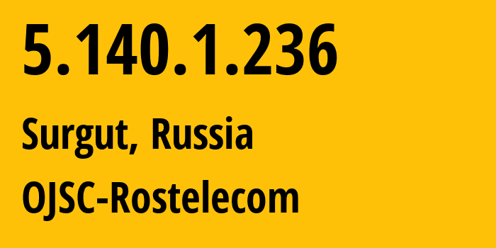 IP address 5.140.1.236 (Perm, Perm Krai, Russia) get location, coordinates on map, ISP provider AS12389 OJSC-Rostelecom // who is provider of ip address 5.140.1.236, whose IP address