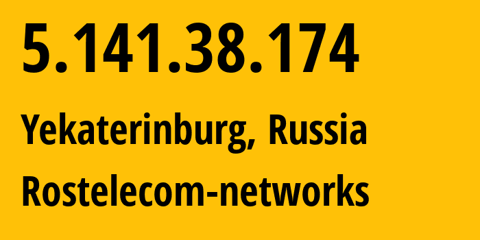 IP address 5.141.38.174 (Sovetskiy, Khanty-Mansia, Russia) get location, coordinates on map, ISP provider AS12389 Rostelecom-networks // who is provider of ip address 5.141.38.174, whose IP address