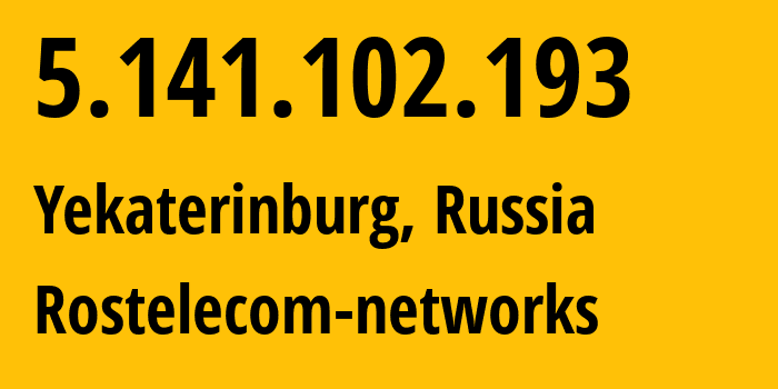 IP address 5.141.102.193 (Penza, Penza Oblast, Russia) get location, coordinates on map, ISP provider AS12389 Rostelecom-networks // who is provider of ip address 5.141.102.193, whose IP address