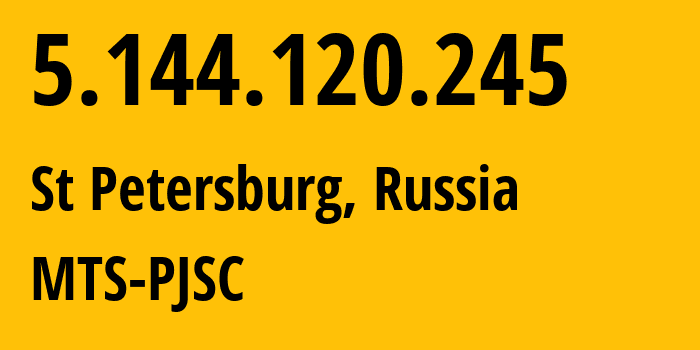 IP address 5.144.120.245 (St Petersburg, St.-Petersburg, Russia) get location, coordinates on map, ISP provider AS8359 MTS-PJSC // who is provider of ip address 5.144.120.245, whose IP address