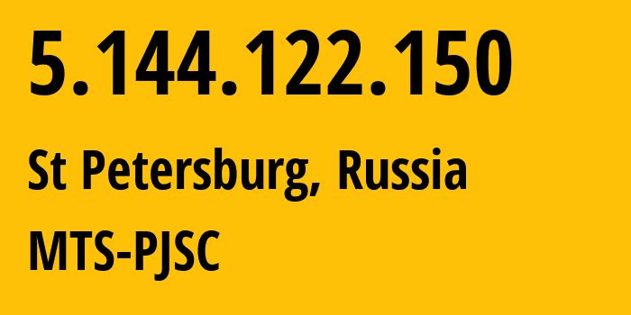 IP address 5.144.122.150 get location, coordinates on map, ISP provider AS8359 MTS-PJSC // who is provider of ip address 5.144.122.150, whose IP address