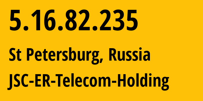 IP-адрес 5.16.82.235 (Санкт-Петербург, Санкт-Петербург, Россия) определить местоположение, координаты на карте, ISP провайдер AS51570 JSC-ER-Telecom-Holding // кто провайдер айпи-адреса 5.16.82.235